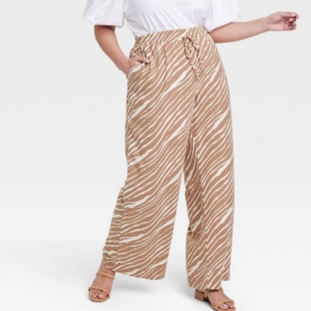 A New Day Linen Pattern Pants- Wide Leg